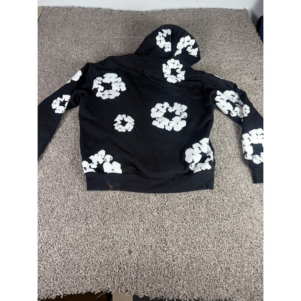 Denim Tears Cotton Wreath Hoodie Black White Floral Puff Print Mens Size M